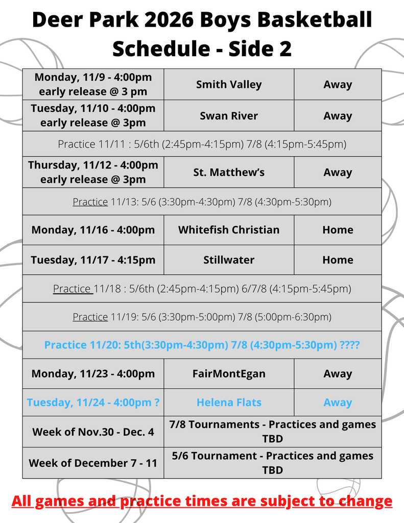 Boys Basketball Schedule