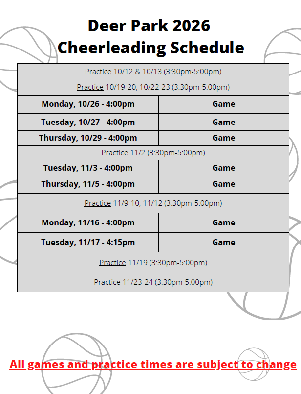 Cheerleading schedule