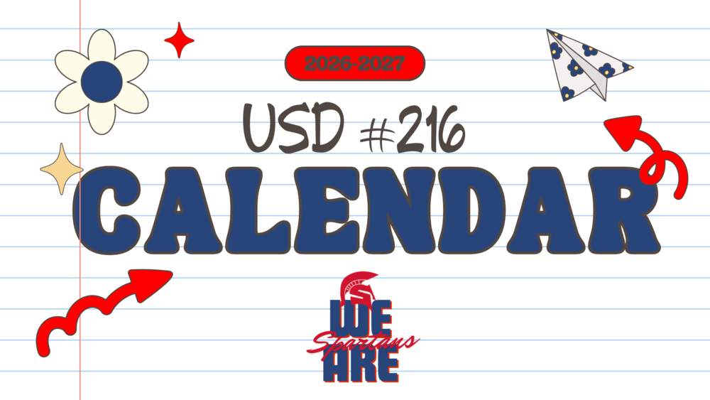 Decorative image that says USD #216 calendar with logo