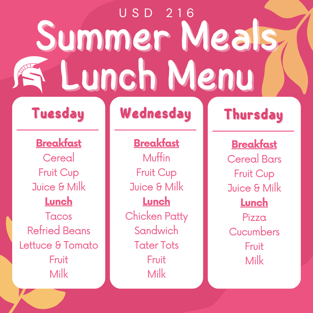 Summer Meals Menu