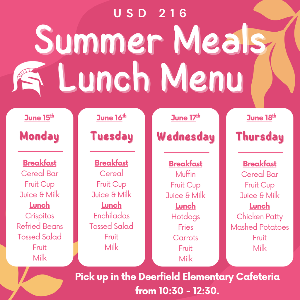 Summer Lunch Meals Menu