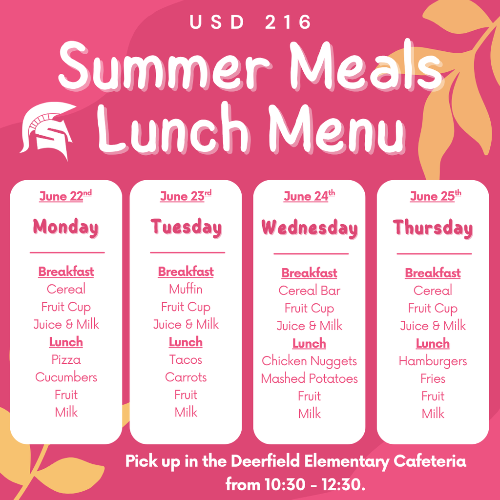 Summer Lunch Meals Menu