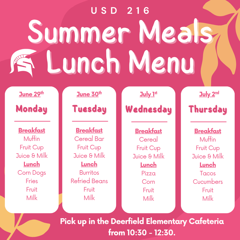 Summer Lunch Meals Menu