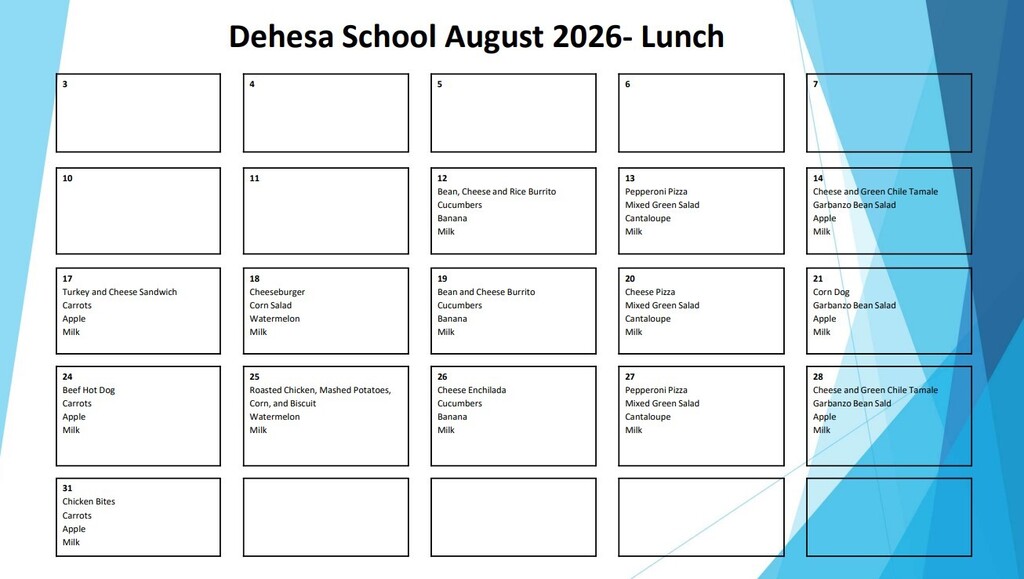 Dehesa Lunch Menu