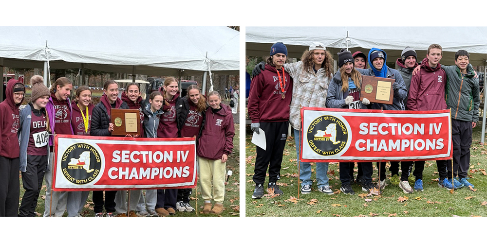 2 team photos with banner reading Section IV Champions