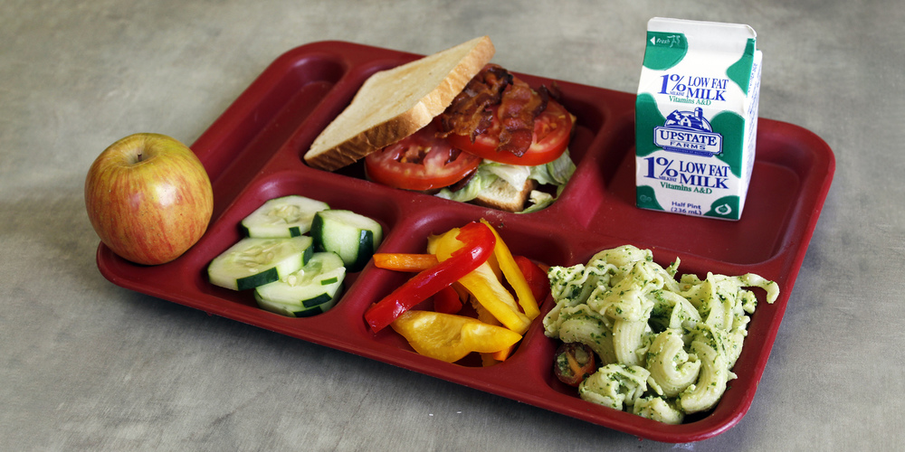 school lunch on a tray