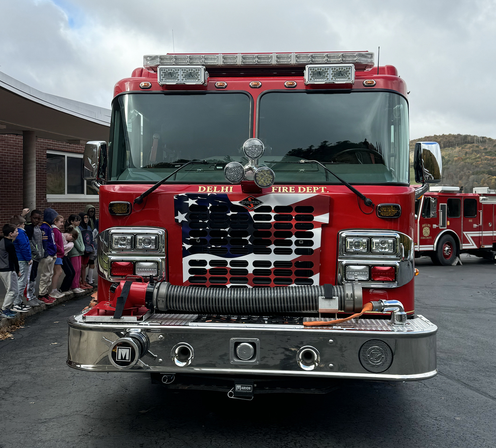 front of Delhi Fire Depaertment truck