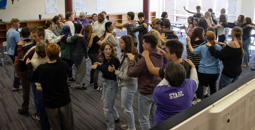 large group of students in a group activity