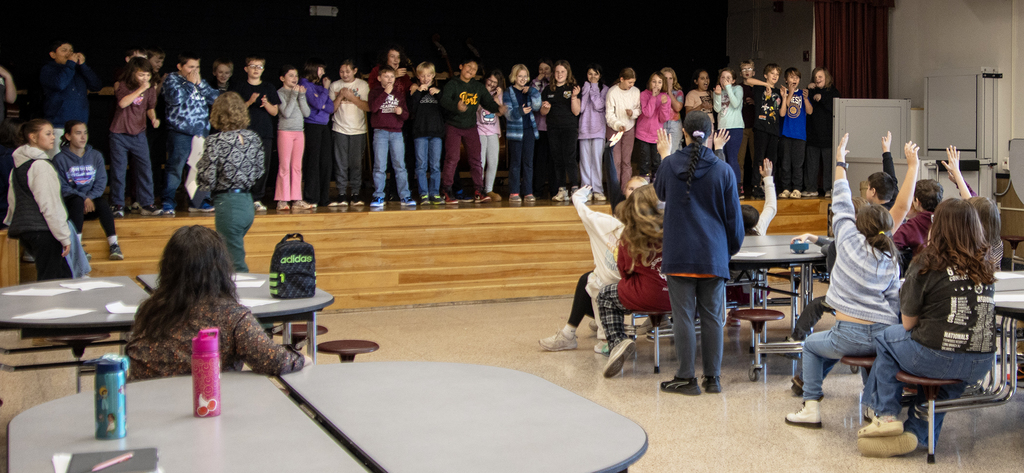 elementary studeents on stage