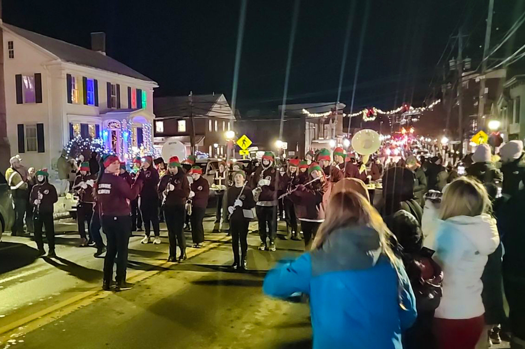 Marching band in night parade