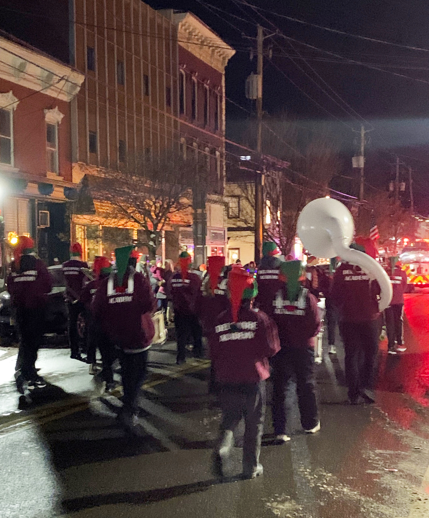 Marching band in night parade