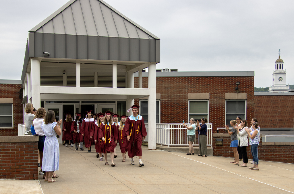 seniors leave the middle school to applause