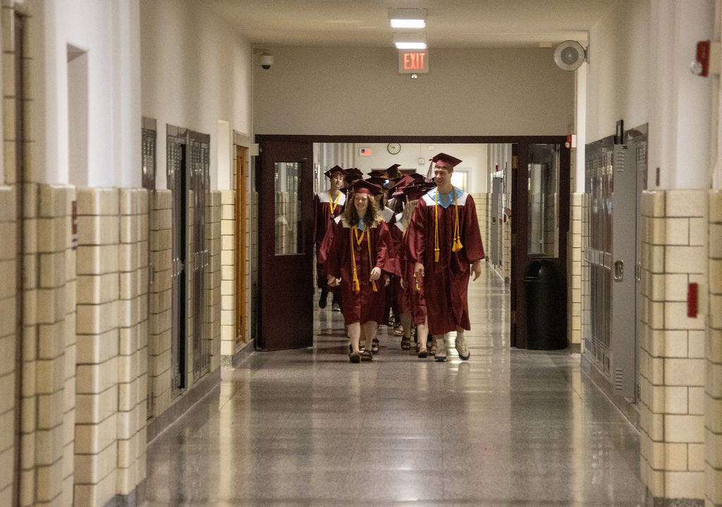 seniors in the hallway