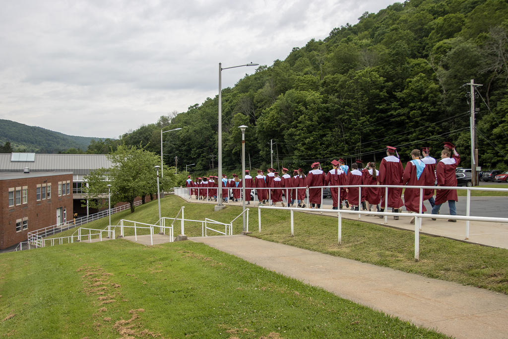 seniors walk back down the hill