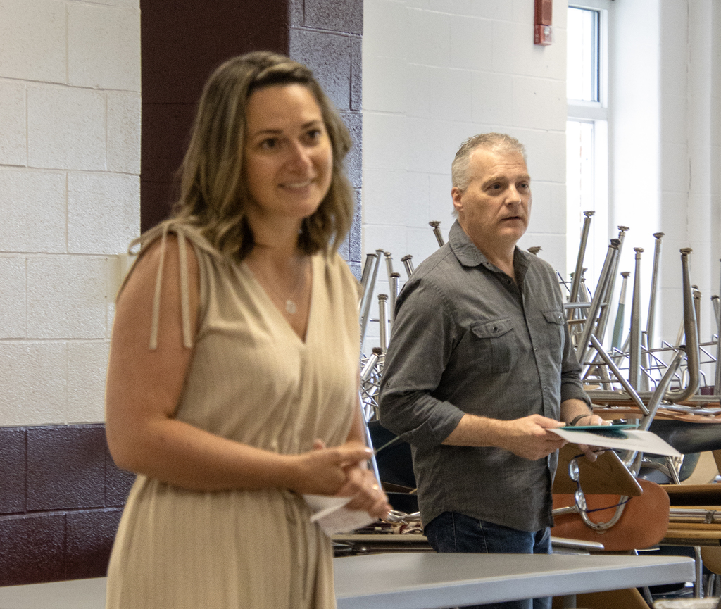 Ms. Trask and Mr. Shultz speaking