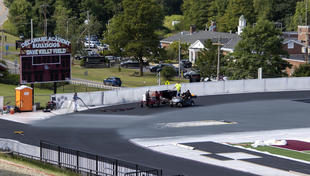 closeup of track being painted