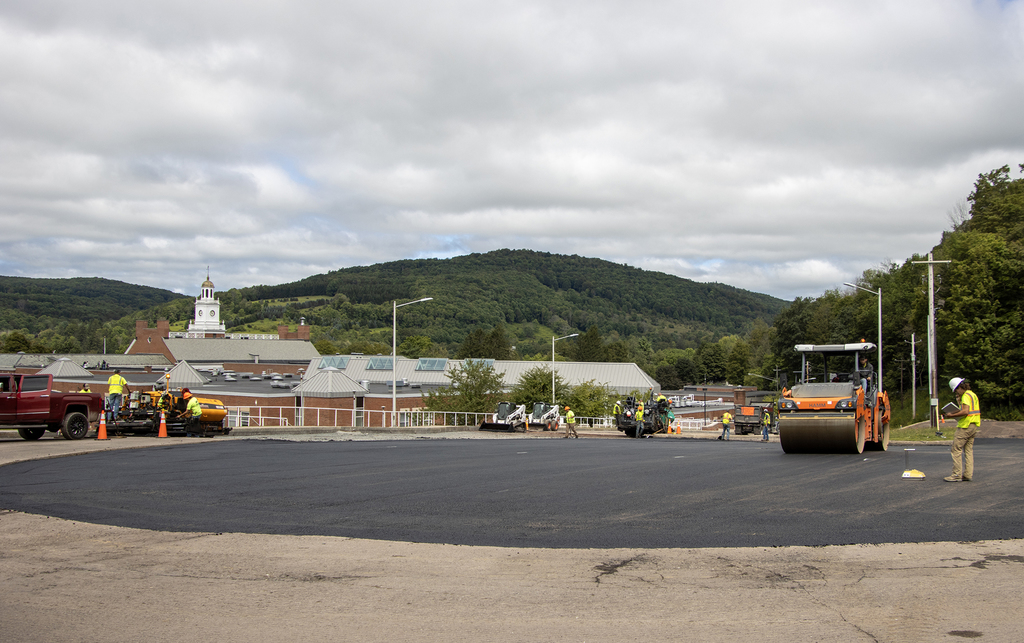 view of paving work in front of elementary school