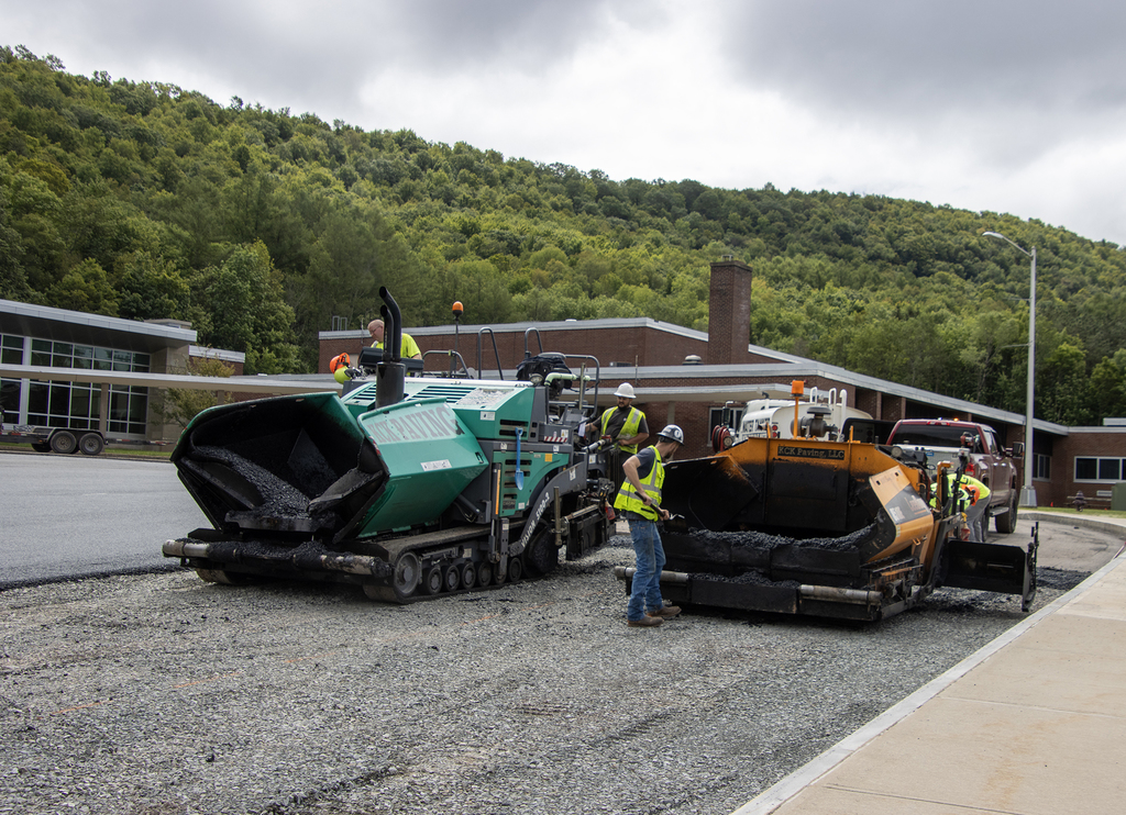 view of paving work in front of elementary school