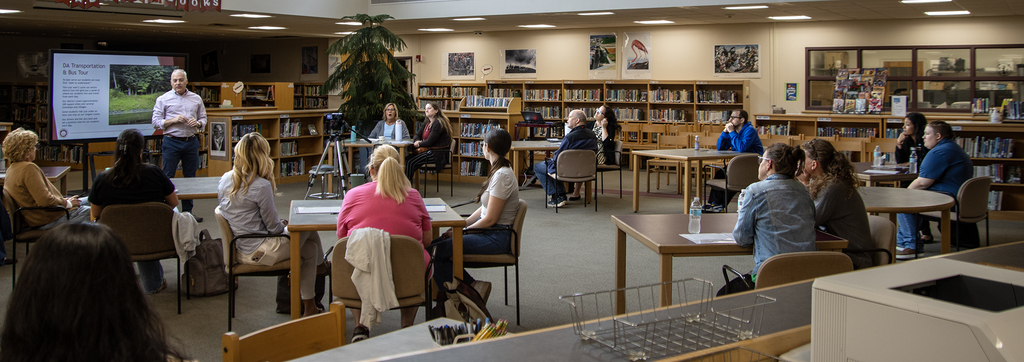Carey Shultz speaks to new staff