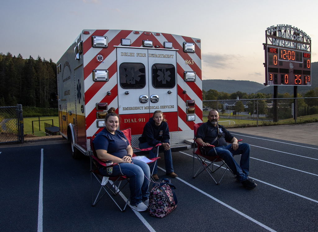 ambulance crew and ambulance