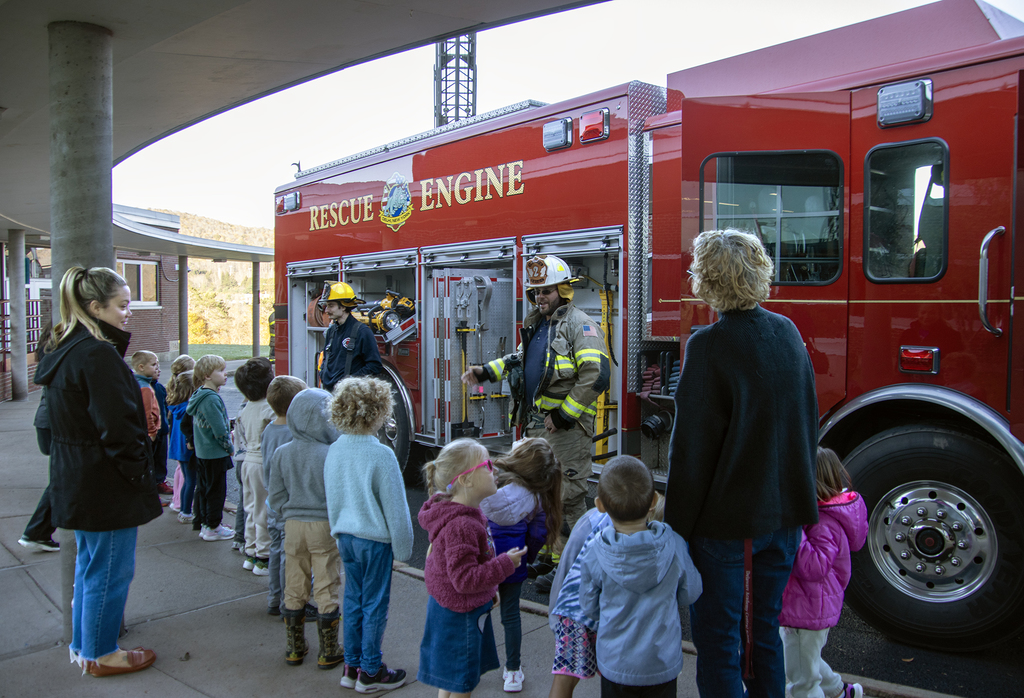 firefighters speak to students and teachers