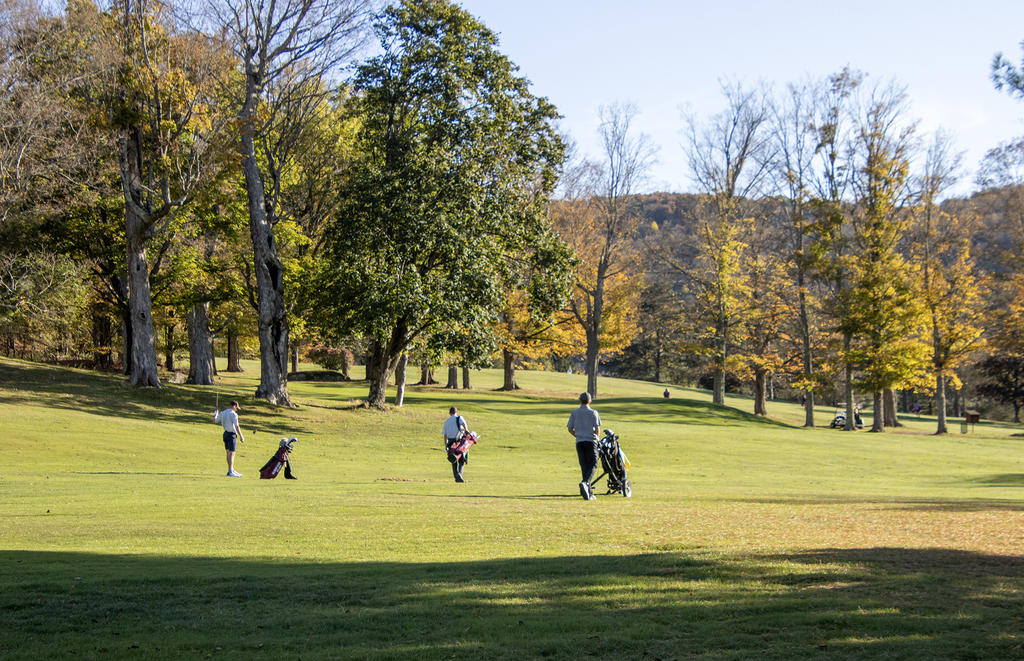 3 golfers on the fairway