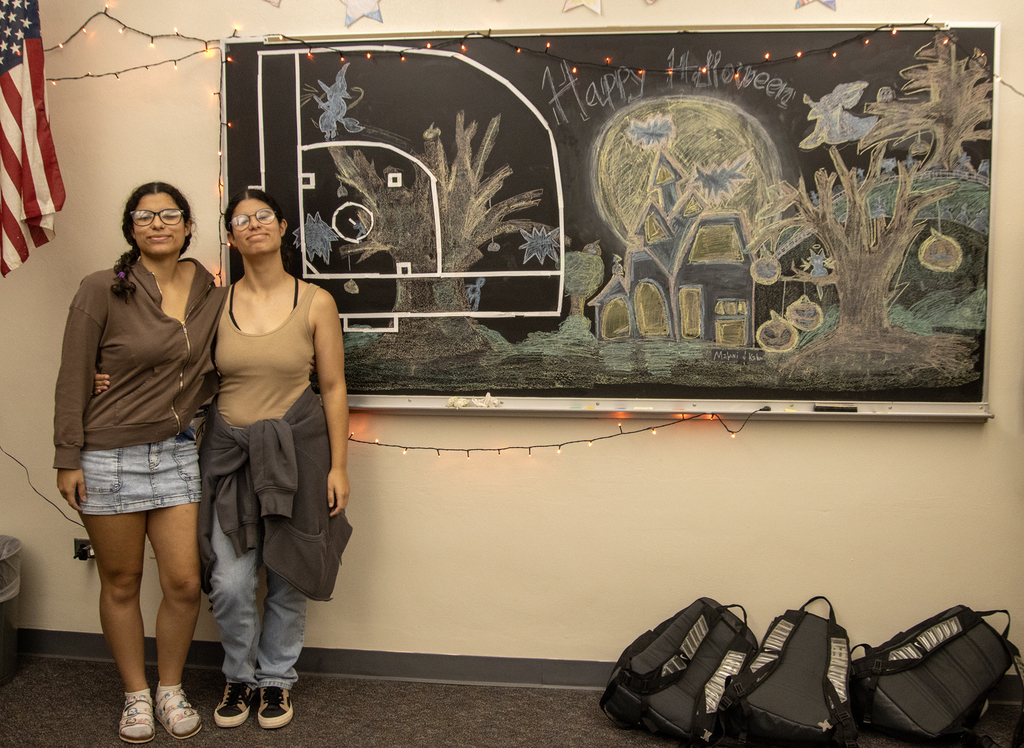 The Clapper girls with their chalk art
