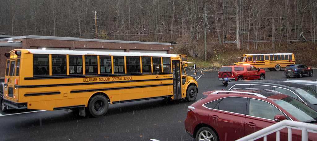 school bus with DA & SK XC in windows