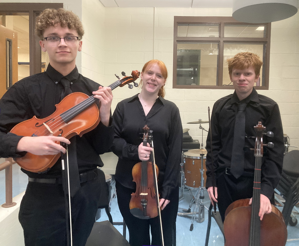Levi Davis on viola, Brianna Pringle on violin Andre Shaw on cello at area all state music festival