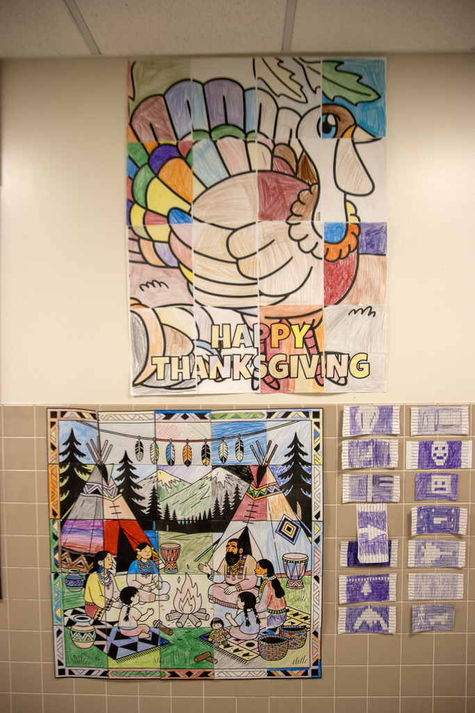 student Thanksgiving art