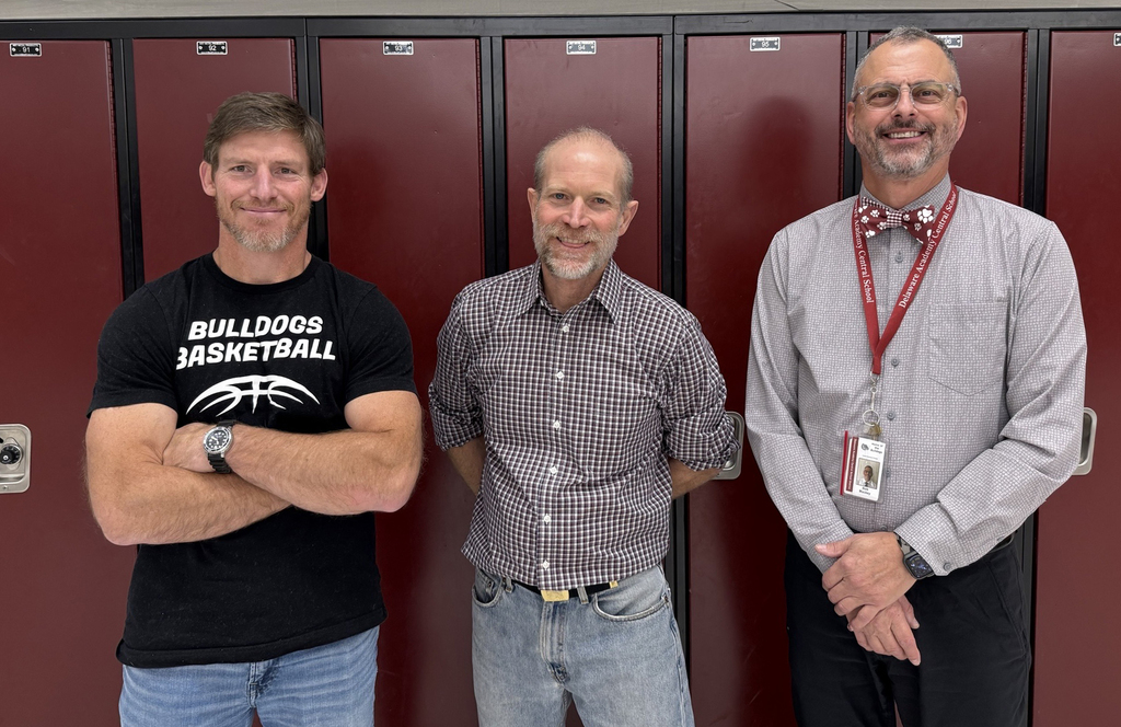 Mr. Abts, Mr. Klein and Mr. Mackay pose with their no shave november whiskers