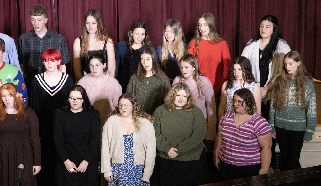 students in senior chorus singing