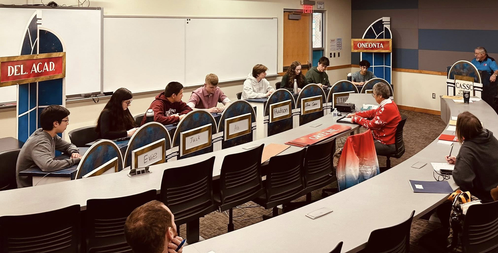 The Delaware Academy team competing against and Oneonta team at the Upstate Academic Competition