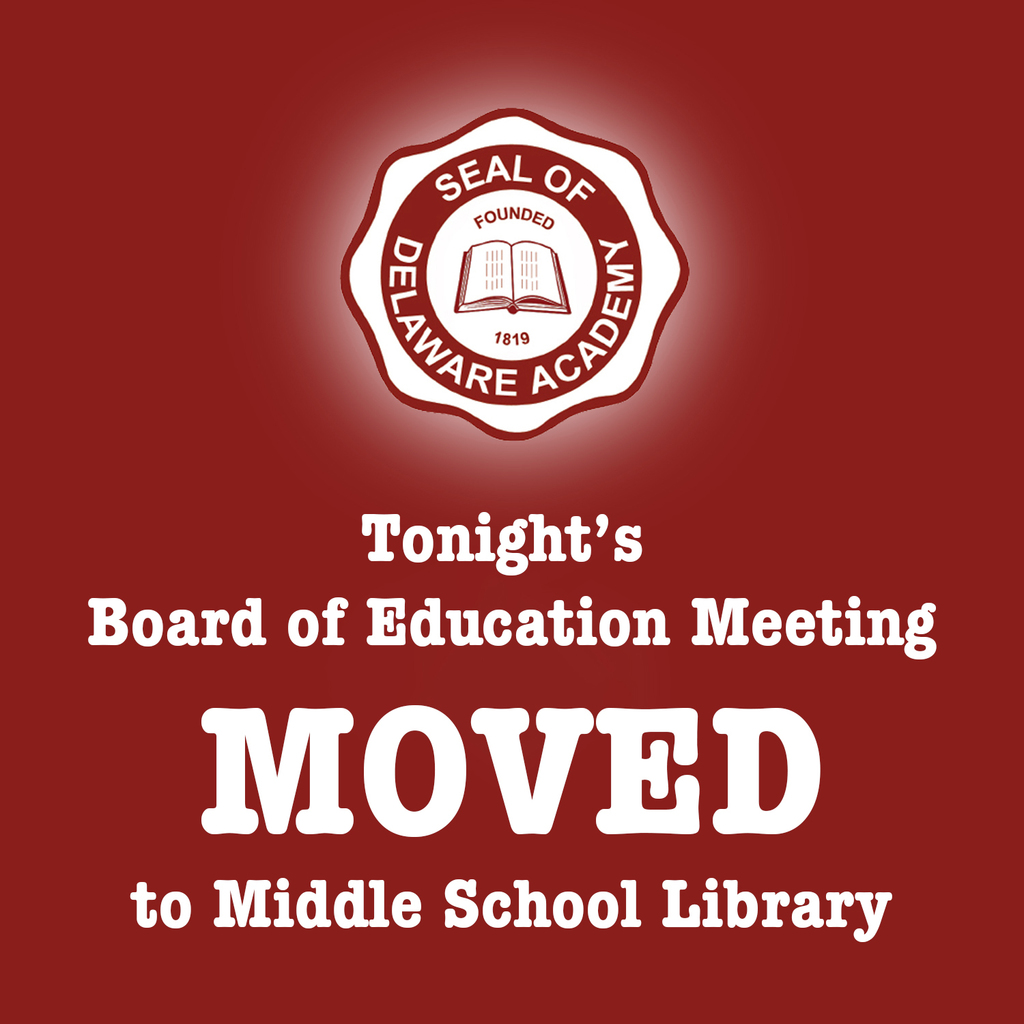 Tonights Board Of Education meeting moved to Middle School Library