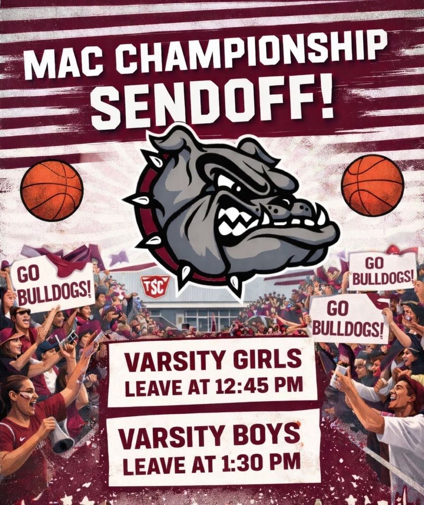MAC Championship send-ff! Varsity girls leave 12:45 Varsity boys leave 1:30
