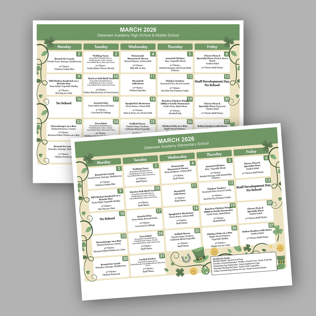 illustration of march menus 2026