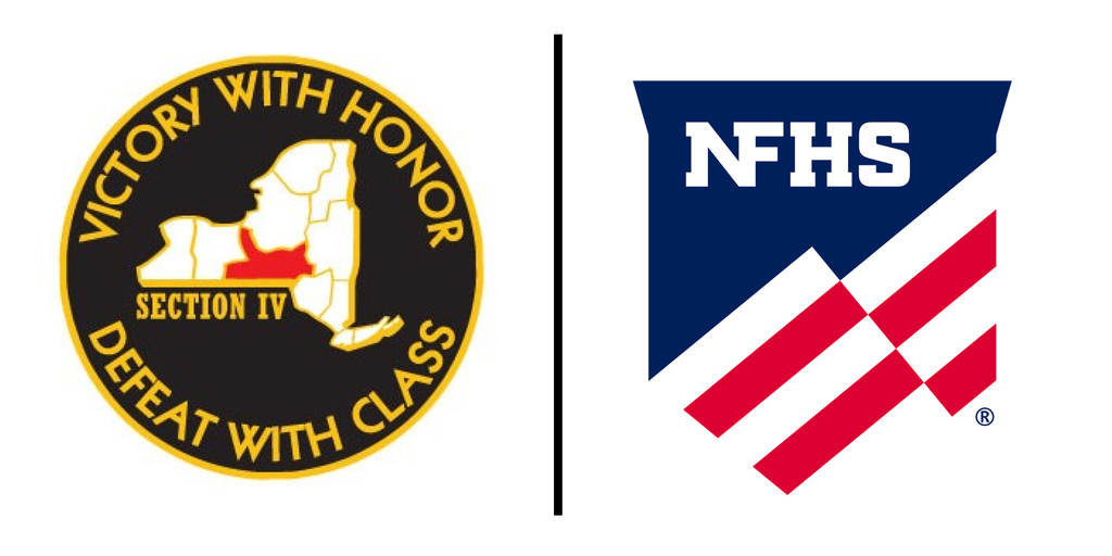 section IV logo (victory with honor, defeat with class) and NFHS logo