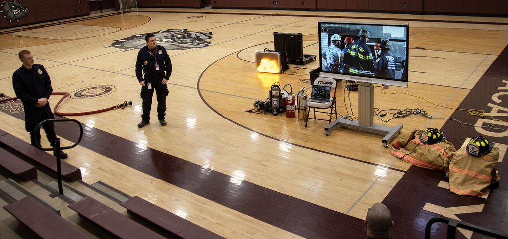 state fire service employees speak to students