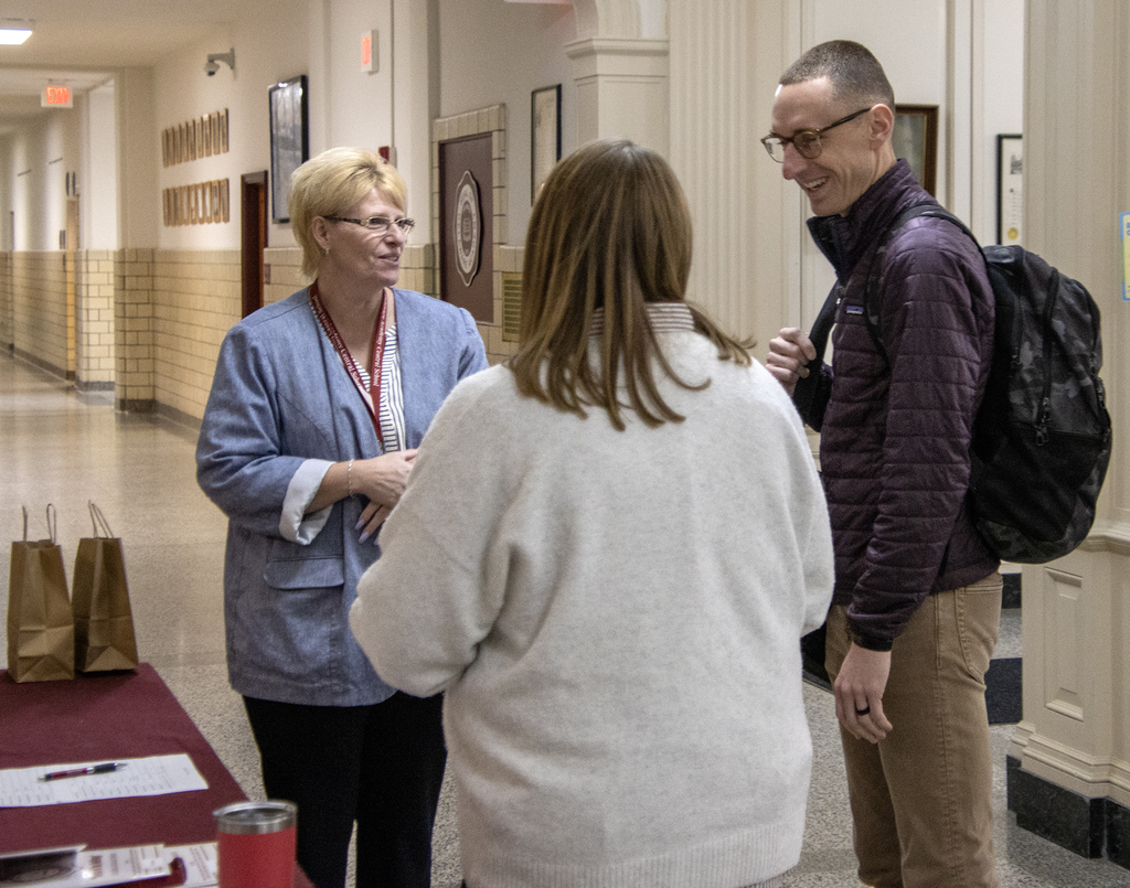 Nate Lull laughing at check-in