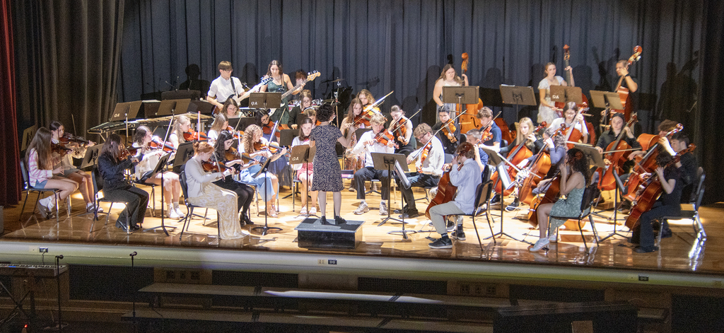 senior orchestra on stage