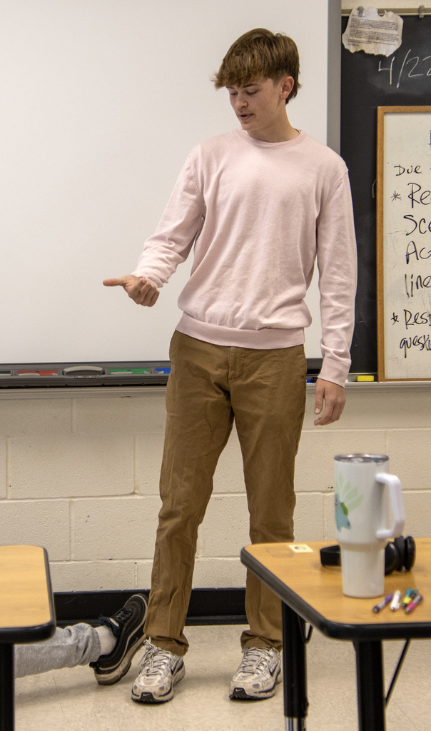 student reciting lines from A Midsummer Night's Dream