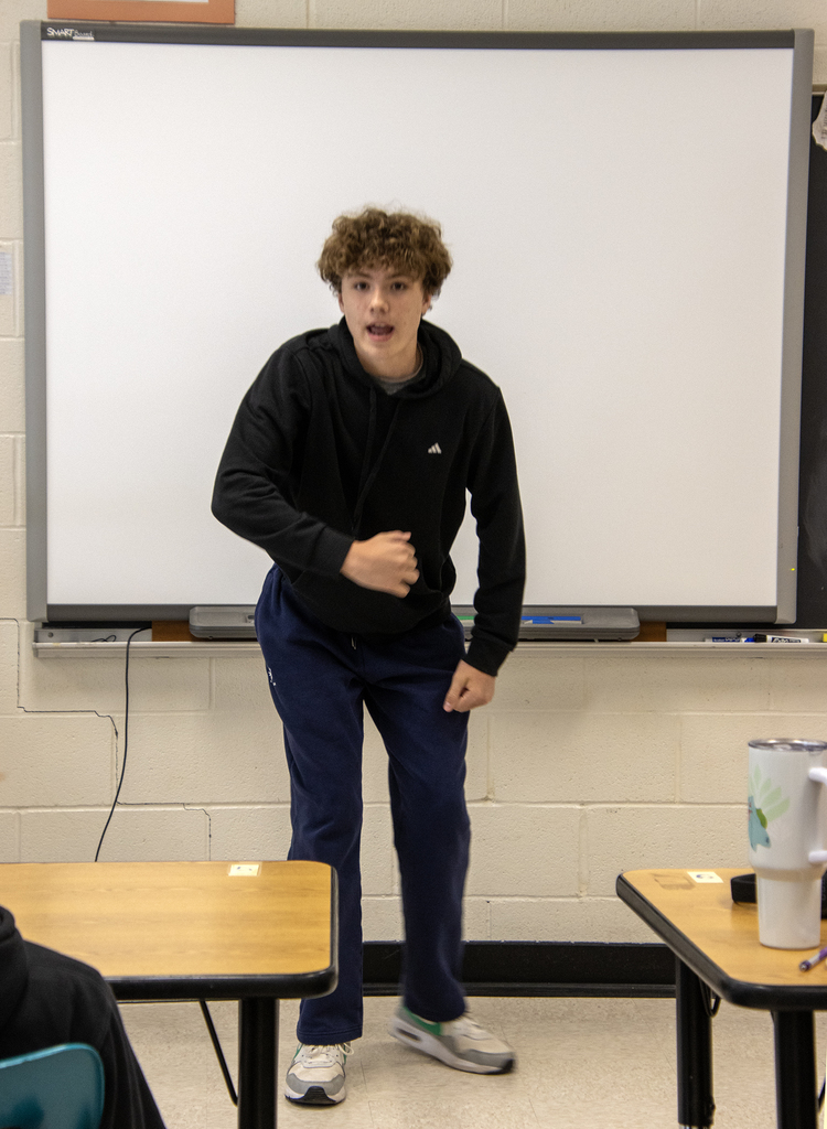 student reciting lines from A Midsummer Night's Dream