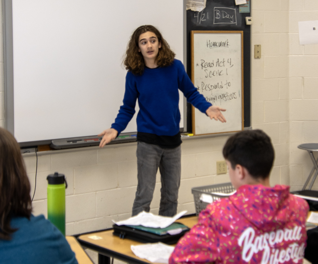 student reciting lines from A Midsummer Night's Dream