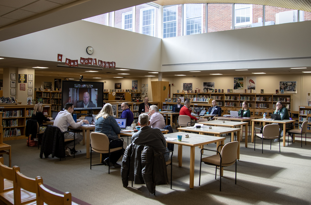 DCMO BOCES Chief School Administrators meetin in the school library