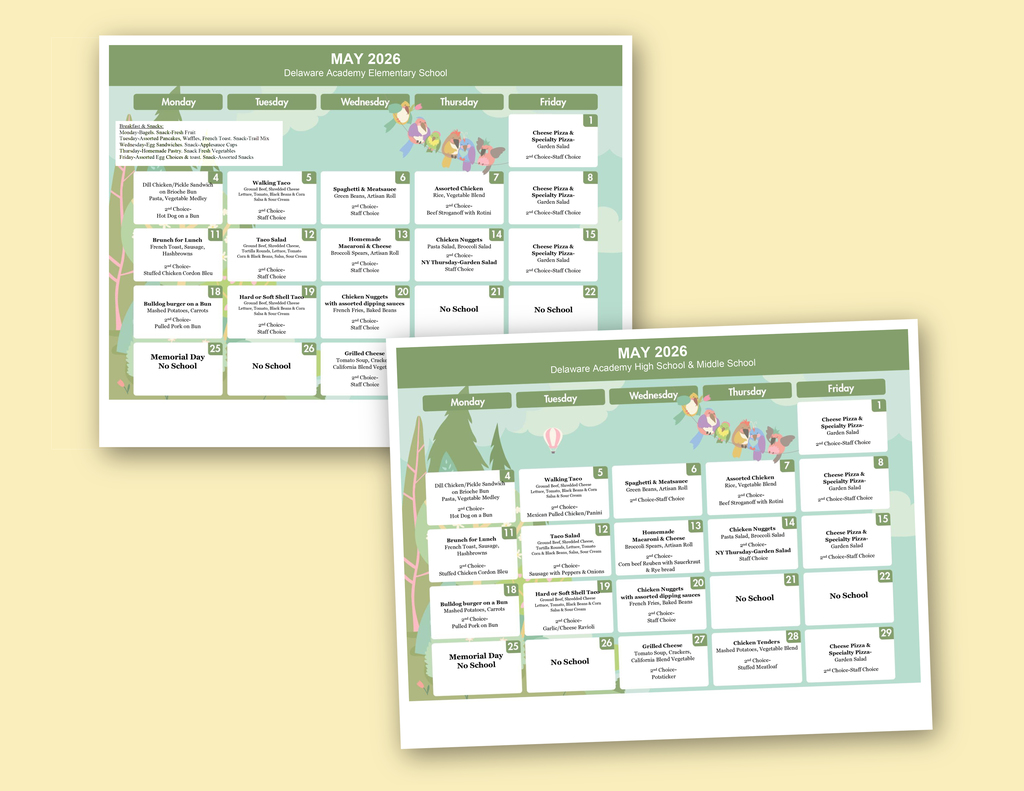 graphic image showing two May menus