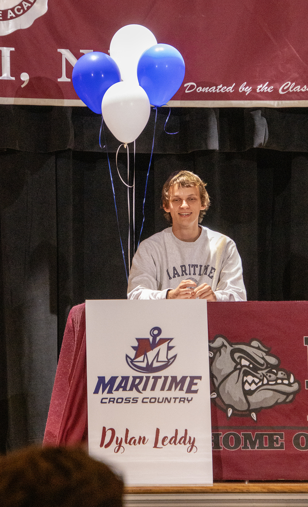 Dylan Leddy with Maritime College poster