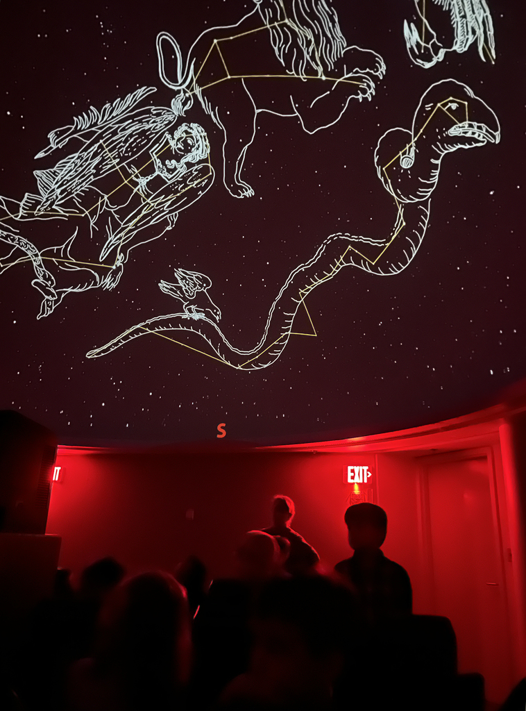 constellations projected on planetarium screen