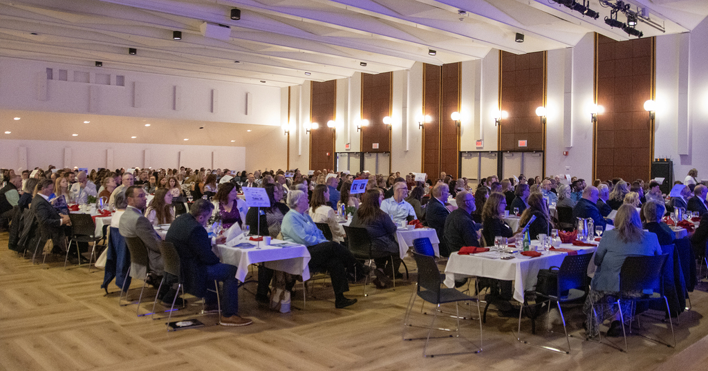 the ballroom, full of people