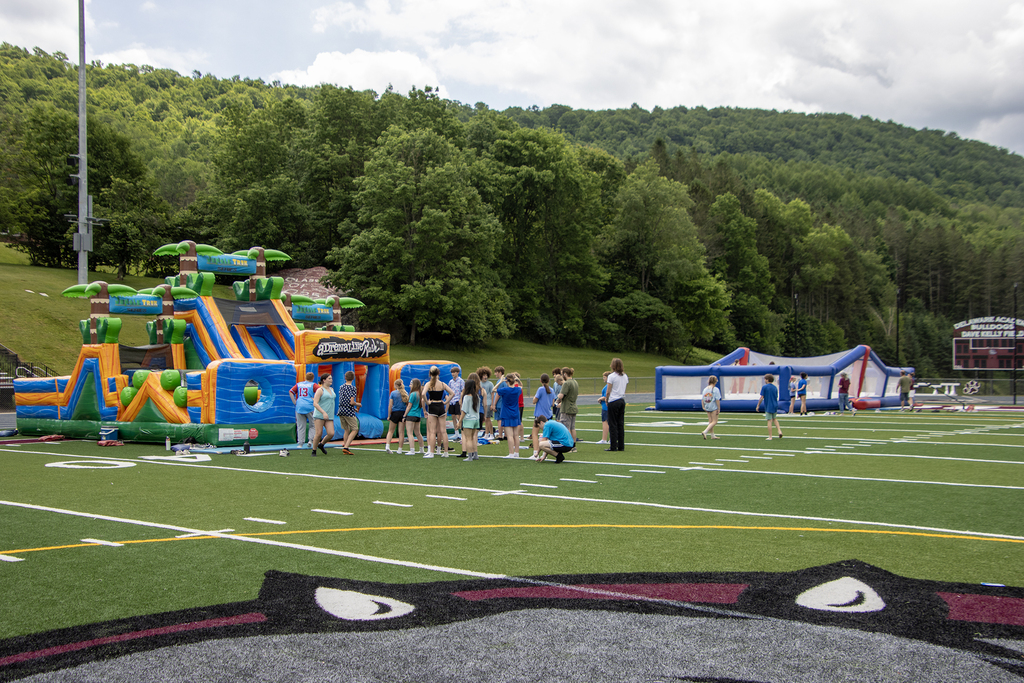 bounce houses on Dave Kelly Field