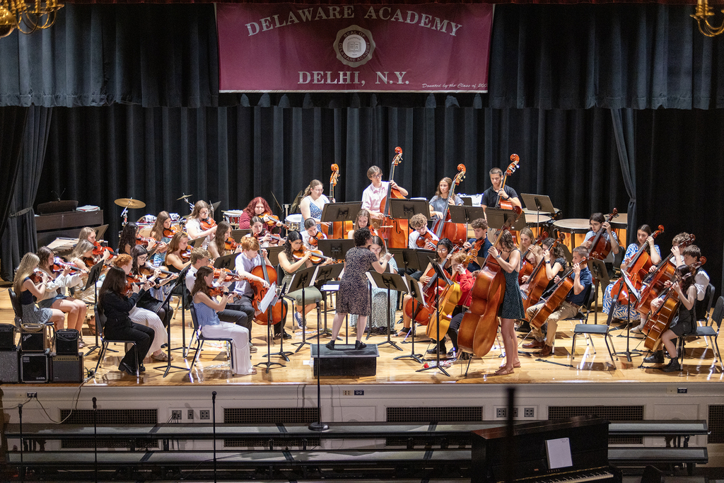 senior orchestra on stage